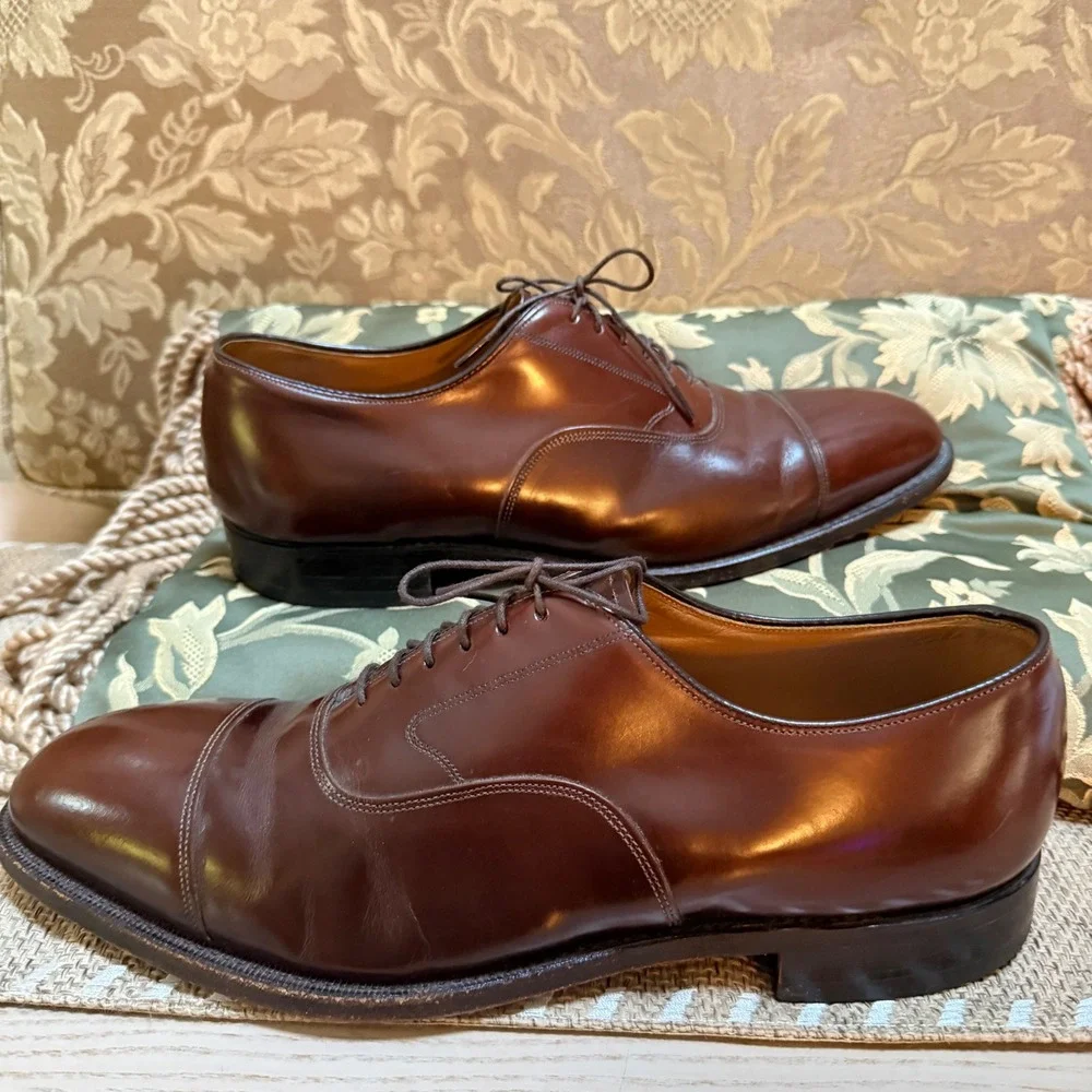 Johnston & Murphy Optima Oxford 10.5 C Burgundy Leather Cap Toe Made in USA